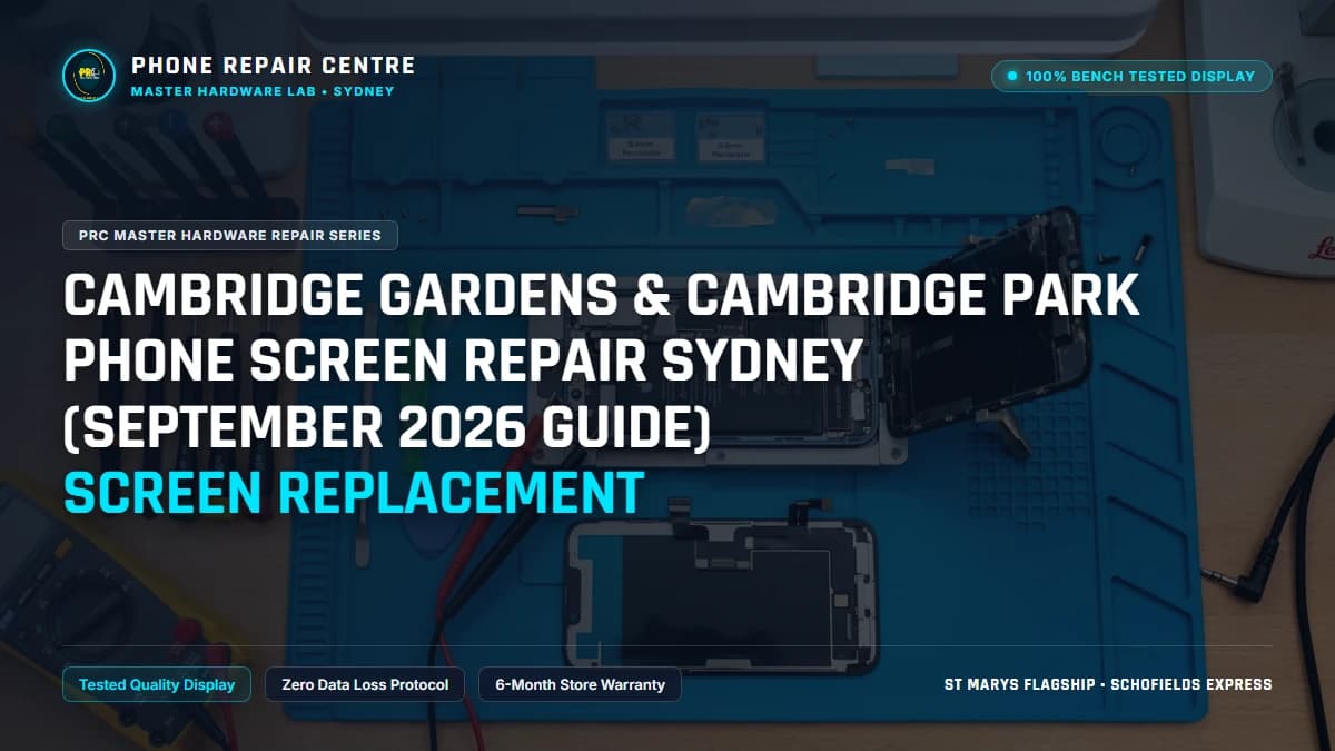 Cambridge Gardens & Cambridge Park Phone Screen Repair Sydney (September 2026 Guide) Screen Replacement: Cost, Specs & Sydney Lab Guide
