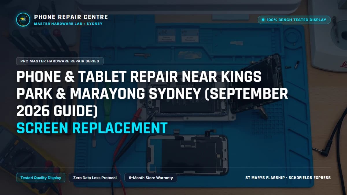 Phone & Tablet Repair Near Kings Park & Marayong Sydney (September 2026 Guide) Screen Replacement: Cost, Specs & Sydney Lab Guide