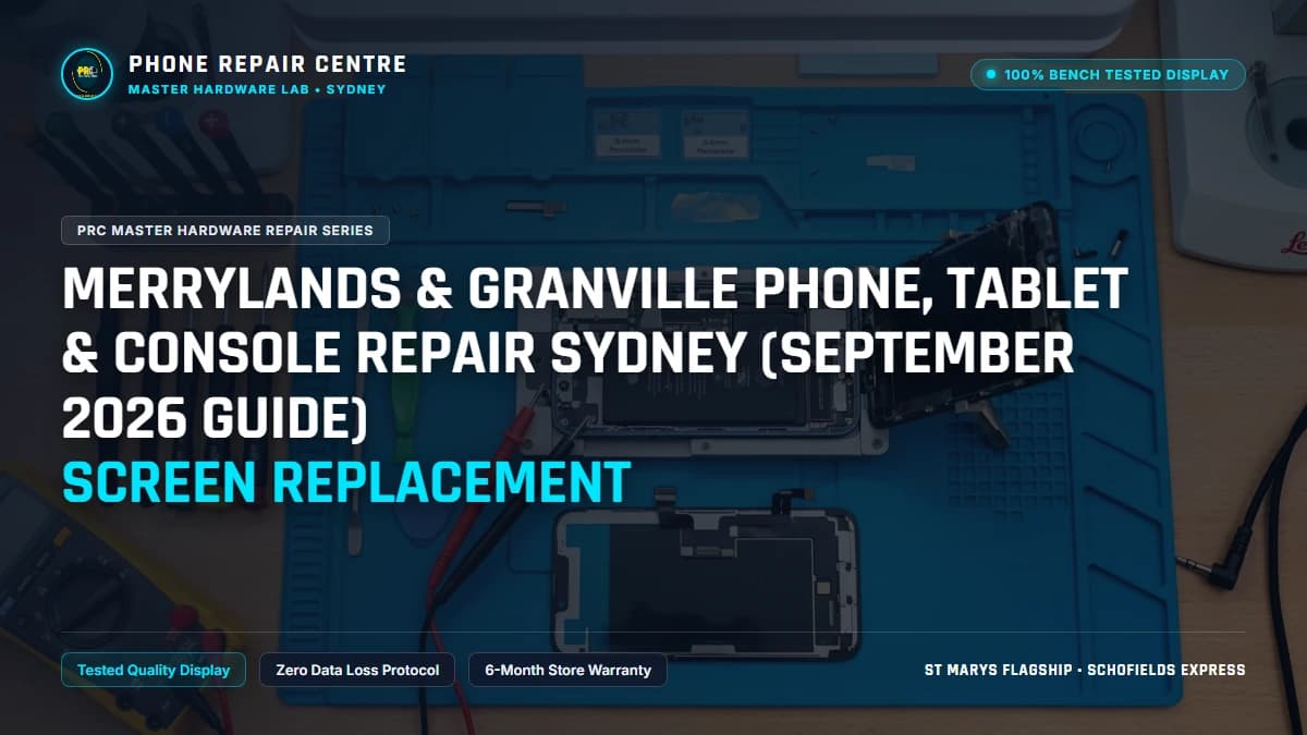 Merrylands & Granville Phone, Tablet & Console Repair Sydney (September 2026 Guide) Screen Replacement: Cost, Specs & Sydney Lab Guide