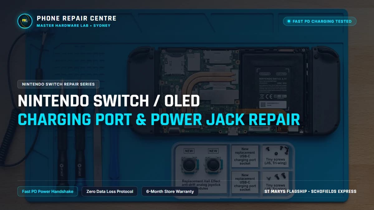 Nintendo Switch / OLED Charging Port & Power Jack Repair: Cost, Specs & Sydney Lab Guide