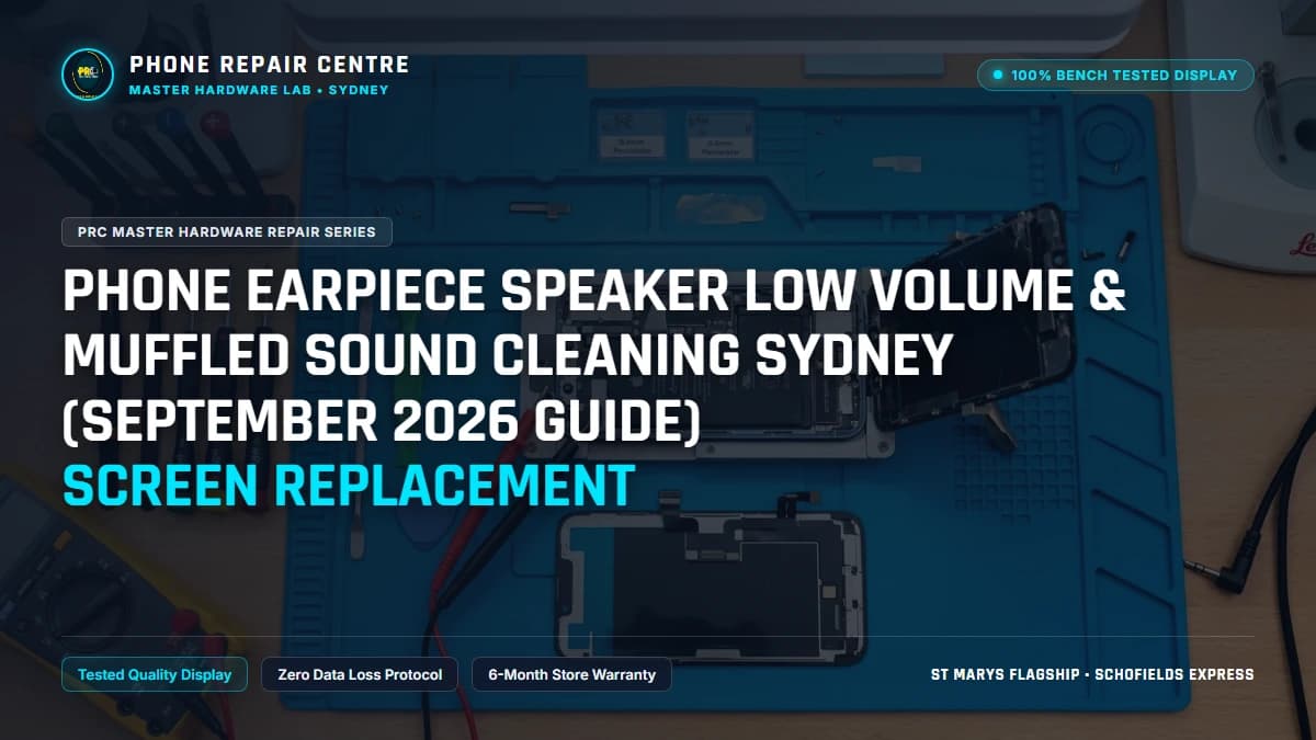 Phone Earpiece Speaker Low Volume & Muffled Sound Cleaning Sydney (September 2026 Guide) Screen Replacement: Cost, Specs & Sydney Lab Guide