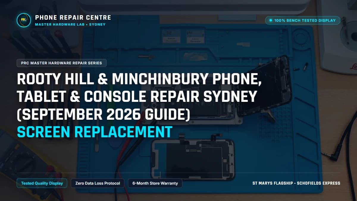 Rooty Hill & Minchinbury Phone, Tablet & Console Repair Sydney (September 2026 Guide) Screen Replacement: Cost, Specs & Sydney Lab Guide