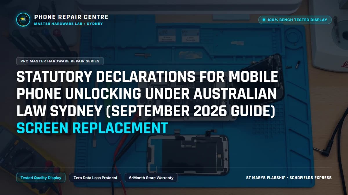 Statutory Declarations for Mobile Phone Unlocking Under Australian Law Sydney (September 2026 Guide) Screen Replacement: Cost, Specs & Sydney Lab Guide